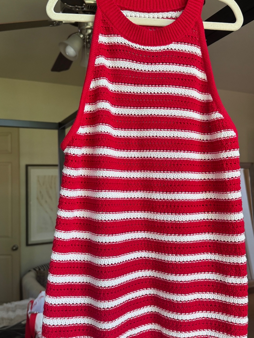Red & White Striped Knit Halter Tank Top - Picture 6 of 6